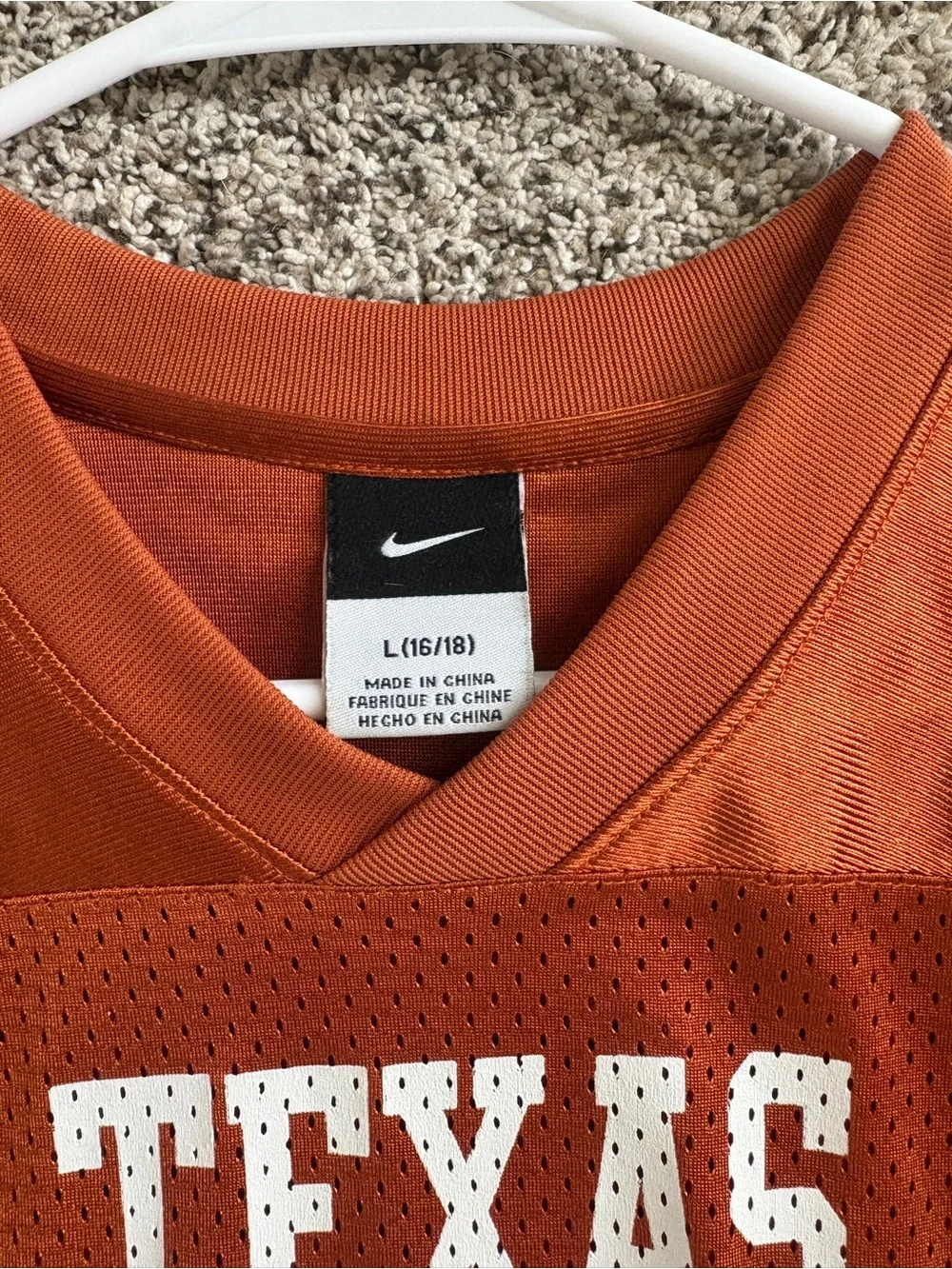 Nike Burnt Orange Texas Football Jersey - White Lettering
